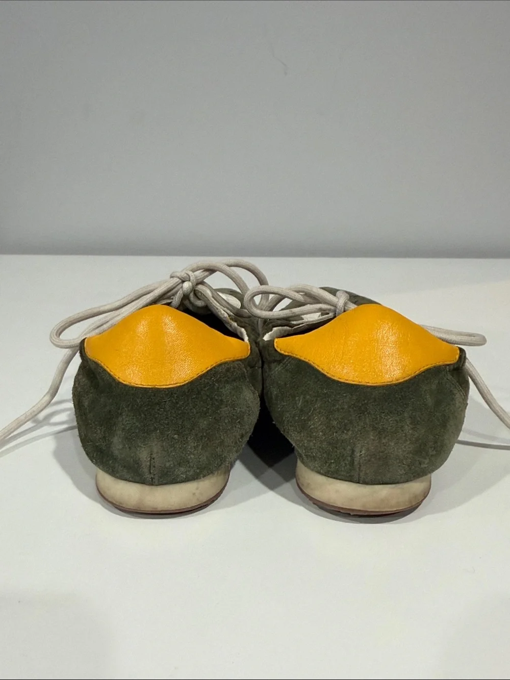 Tory Burch Olive Green Suede Lace-Up Sneakers with White Trim 8.5 - Picture 3 of 5